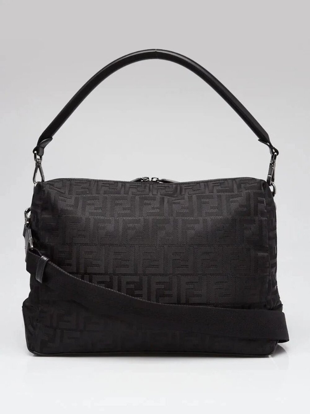 Fendi Black FF Nylon Large Lui Bag 7VA667